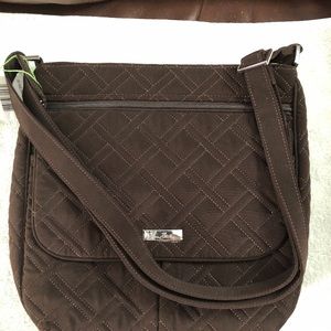 Vera Bradley Double Zip Mailbag in Espresso